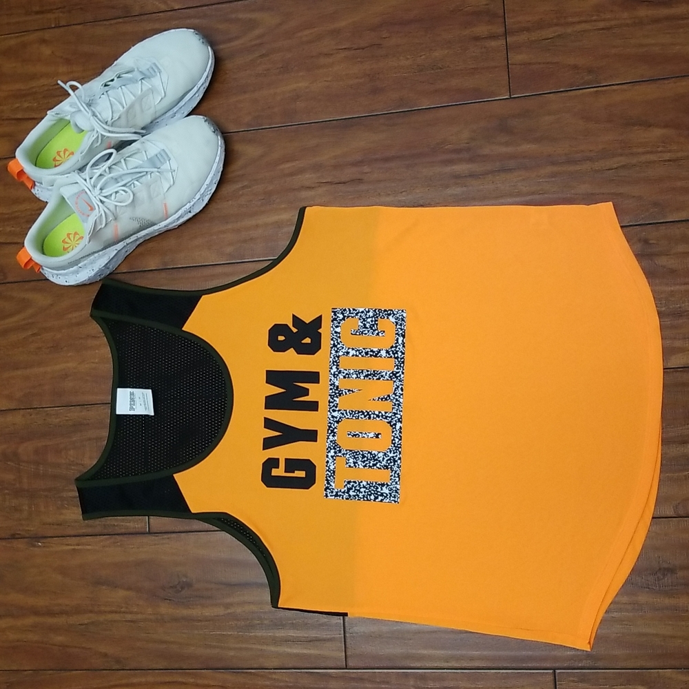 PINK Gym & Tonic Tank Orange & Black Size Medium